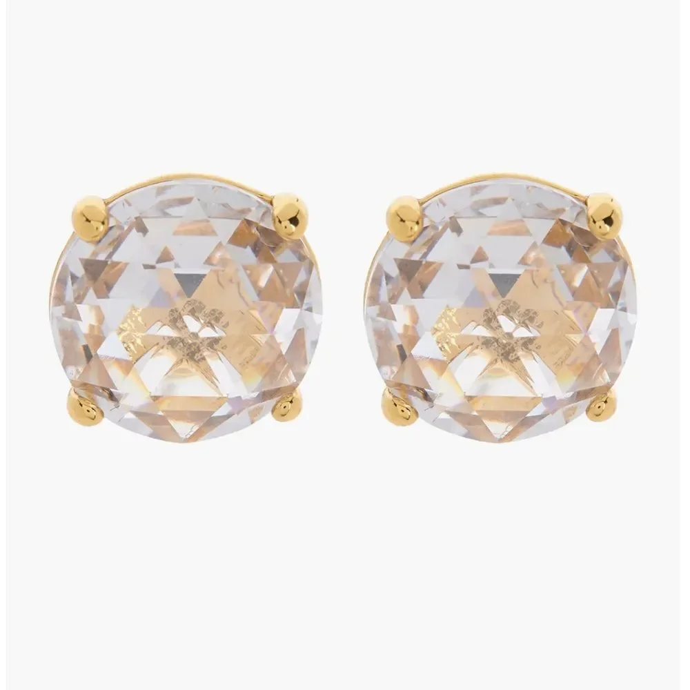 kate spade Boxed Clear Gold Tone Round Cubic Zirconia Stud Earrings